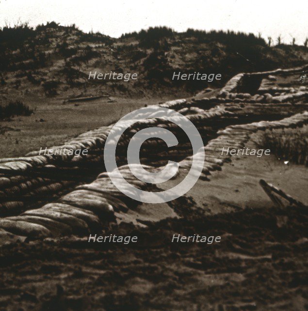 Trenches in the shelter of the dunes, Nieuwpoort, Flanders, Belgium, c1914-c1918. Artist: Unknown.