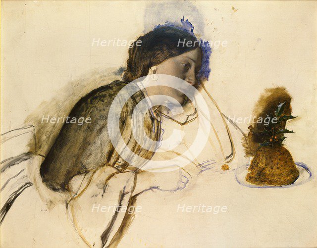 The poor Actress's Christmas Dinner, c1860. Artist: Robert Braithwaite Martineau.