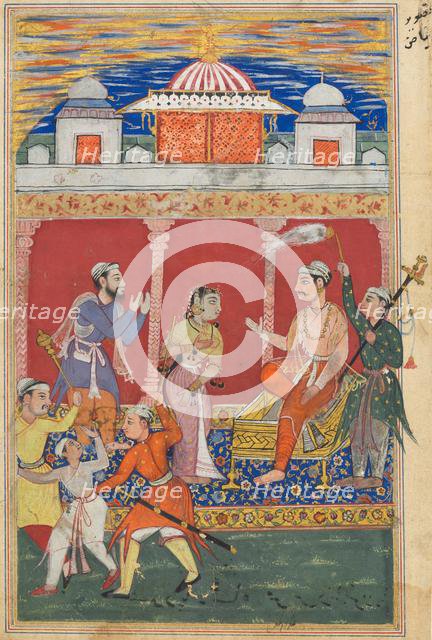 Page from Tales of a Parrot (Tuti-nama): Eighth night: The prince’s ordeal continues..., c. 1560. Creator: Unknown.