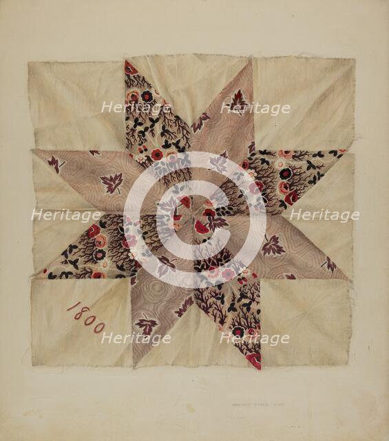 Patchwork Quilting, 1939. Creator: Harvey Thoss.