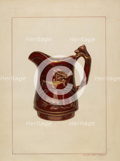 Crockery Pitcher, c. 1938. Creator: Ernest A Towers Jr.