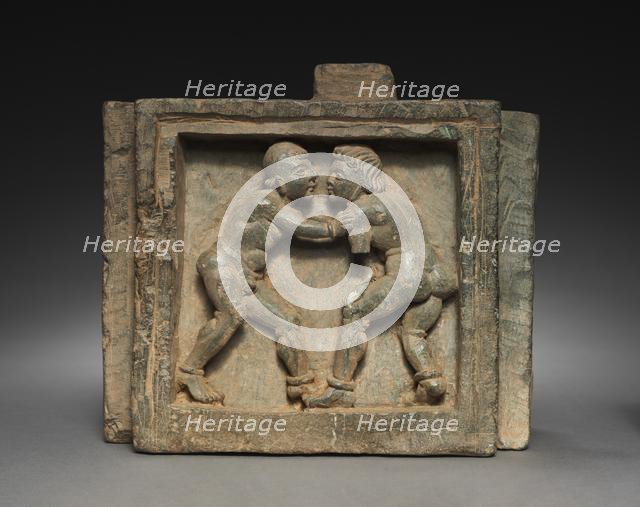 Architectural Bracket with Wrestlers, 100s-200s. Creator: Unknown.