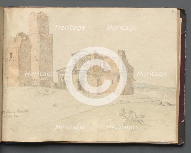 Album with Views of Rome and Surroundings, Landscape Studies, page 41a: "St. Pietro, Toscanella". Creator: Franz Johann Heinrich Nadorp (German, 1794-1876).