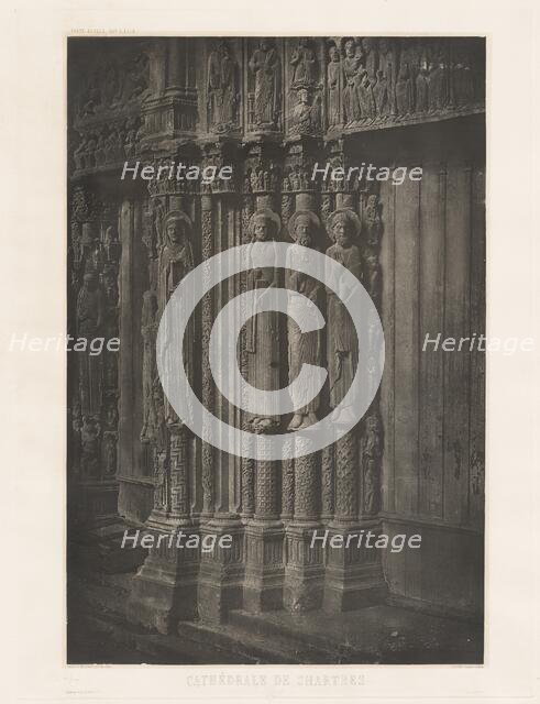 Planche XIII ? Cathédrale de Chartres, Statues Colonnes de la Porte Centrale du Portail..., 1855. Creator: Charles Nègre.