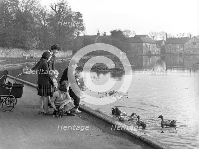 Village duck pond scene, Tickhill, Doncaster, South Yorkshire, 1961. Artist: Michael Walters
