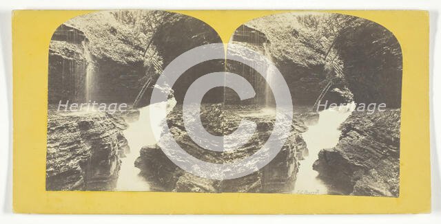 Freer Glen at Watkins Rainbow Falls and Triple Cascade 3rd Glen, 1860/65. Creator: J. C. Burritt.