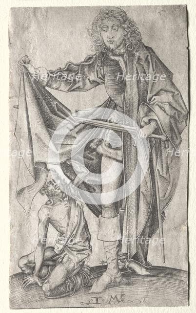 St. Martin Dividing His Cloak for a Beggar. Creator: Israhel van Meckenem (German, c. 1440-1503).