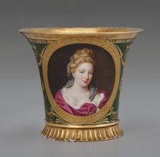 Cup (Tasse Jasmin À Pied Cannelé, 1St Size) With Portrait Of Antoinette Du Ligier De La..., 1812. Creator: Unknown.