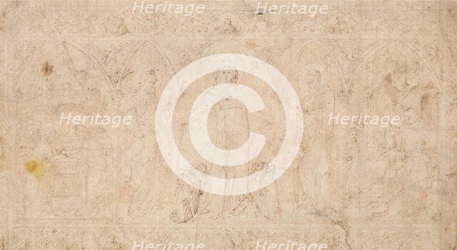 Design for an Antependium: The Madonna della Misericordia with Saints John the Baptist..., ca.1370. Creator: Attributed to Lorenzo Veneziano.