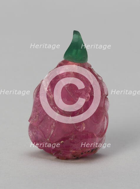 Melon-Shaped Snuff Bottle with a Squirrel and Fruiting Branches, Qing dynasty, 1800-1900. Creator: Unknown.