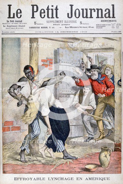 The Lynching in a prison of a black man and the assassination of a white woman tied to him, 1902. Artist: Unknown