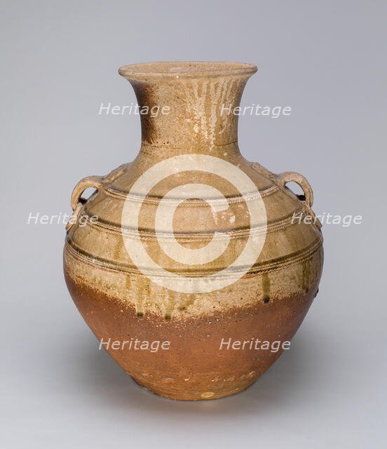 Globular Jar with Ring Handles, Western Han dynasty (206 B.C.-A.D. 9), 1st century B.C. Creator: Unknown.