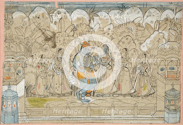 Krishna with Radha and the Gopis of Braj, between c1825 and c1850. Creator: Unknown.