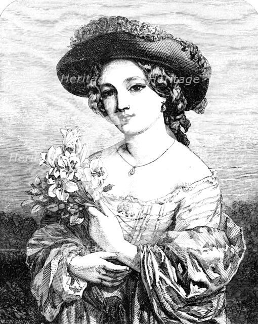 "The Lily" - painted by C. Baxter - from the Exhibition of the Society of British Artists, 1856.  Creator: Harvey Orrin Smith.