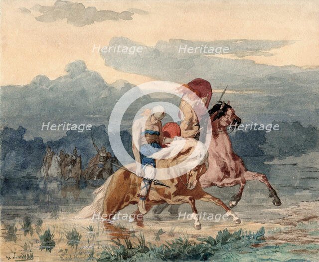 Gauls chased by Roman soldiers, c 1870. Creator: Luminais, Évariste Vital (1822-1896).