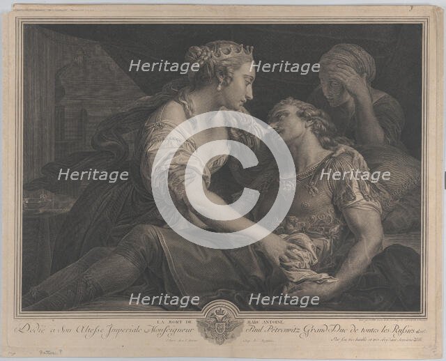 The Death of Mark Antony with Cleopatra at left, 1778. Creator: Johann Georg Wille.