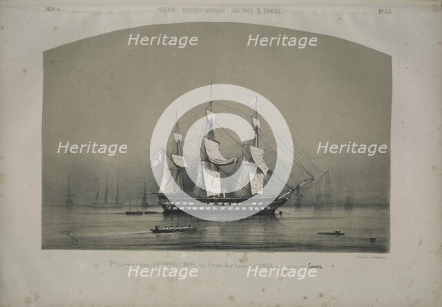 The ship of the line Imperatriza Marija under the flag of Nakhimov, after the victory at Sinop, 1854 Creator: Timm, Wassili (George Wilhelm) (1820-1895).