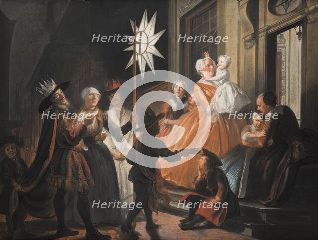 Singing Round the Star on Twelfth Night, c1720-1750. Creator: Cornelis Troost.
