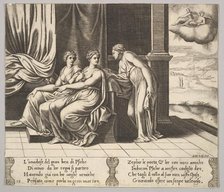 Plate 12: Psyche's sisters persuade her a serpent is sleeping with her, from 'The Fable..., 1530-60. Creator: Master of the Die.