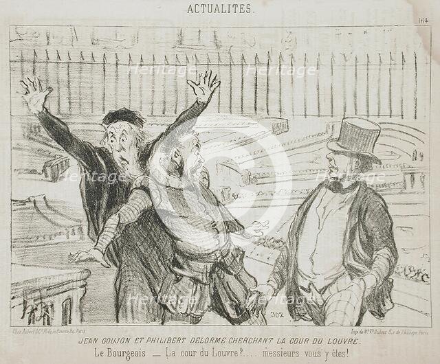 Jean Goujon et Philibert Delorme cherchant la cour du Louvre, 1851. Creator: Honore Daumier.