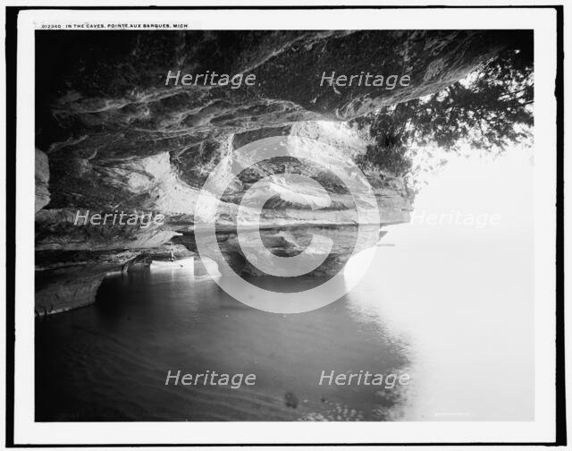 In the caves, Pointe aux Barques, Mich., between 1890 and 1901. Creator: Unknown.