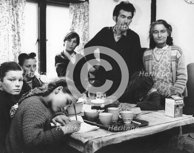 Roadside gipsy family re-housed, 1960s.