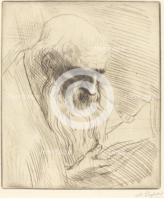 Study of the Head of a Man Reading (Etude de tete d'homme lisant). Creator: Alphonse Legros.