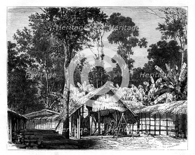 Village, Gabon, 19th century.Artist: E Therond