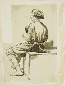 Seated Man in Tunic, 1860/69. Creator: Charles Samuel Keene.