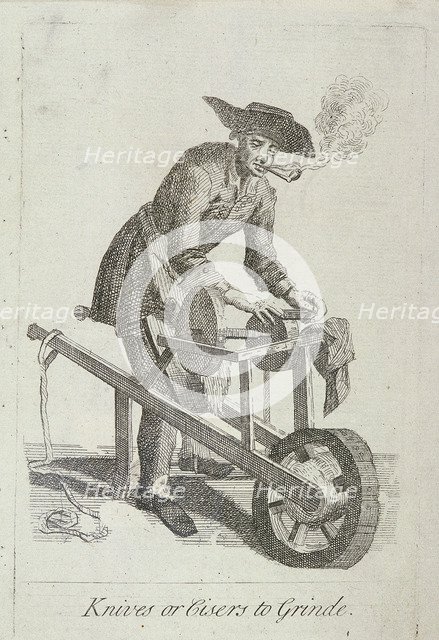 'Knives or Cisers to Grind', Cries of London, (c1688?). Artist: Anon