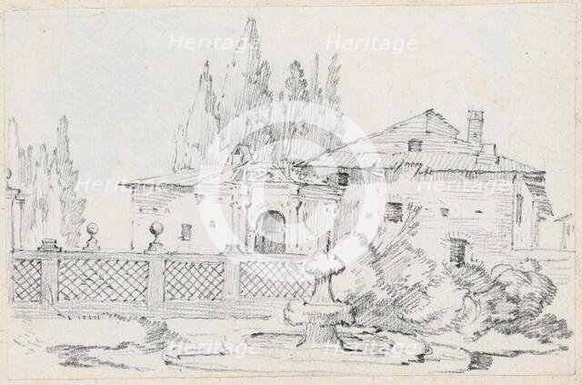 House and Trees across a Garden Wall, 1744/1750. Creator: Joseph-Marie Vien the Elder.