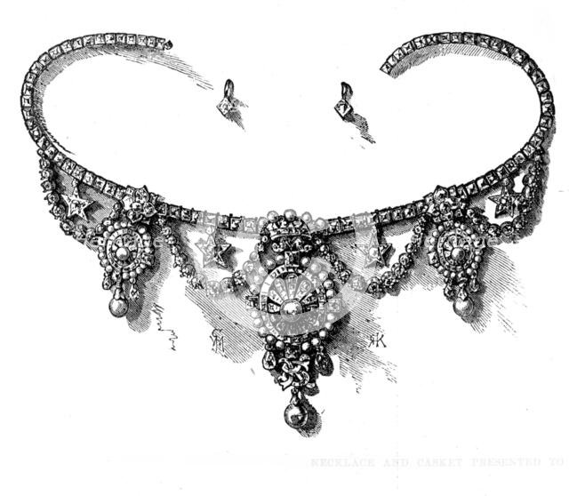 Necklace presented to Lady Mayo by the Rajah of Kappoorthulla, 1874. Creator: Unknown.