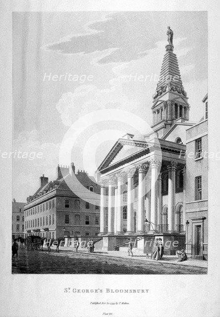 View of the Church of St George, Bloomsbury, London, 1799. Artist: Thomas Malton II