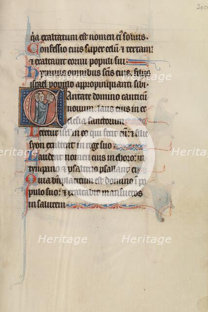 Initial C: Three Clerics Singing From a Book; Bute Psalter, text and illumination about 1285. Creator: Bute Master.