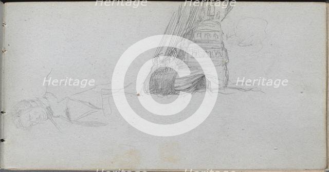 Sketchbook, page 84: Figure Study, Study of a Ship. Creator: Ernest Meissonier (French, 1815-1891).