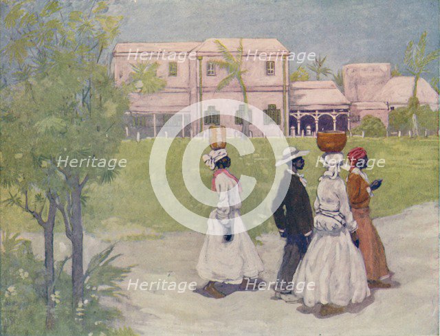 'Negroes Going To Work, Barbados', 1916. Artist: A S Forrest.