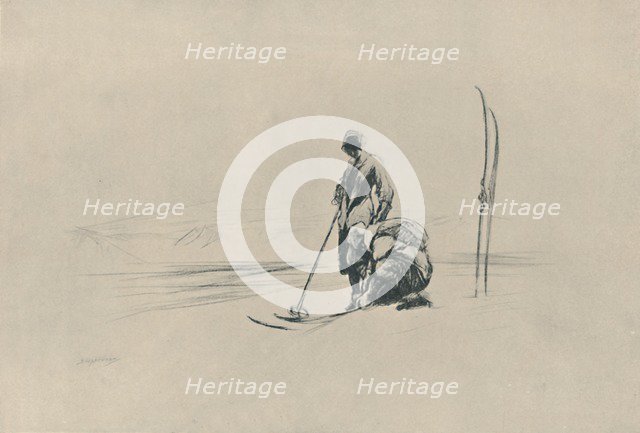 'The Ski-Runners', 1919. Artist: Claude Allin Shepperson.