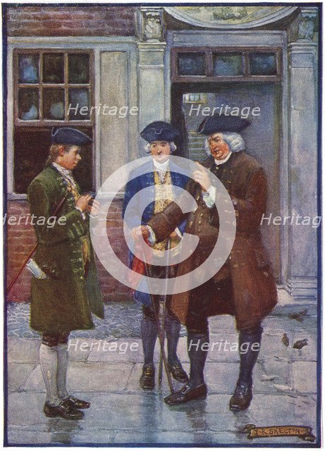 Samuel Johnson, English man of letters, talking to Oliver Goldsmith, English author, c1755-1774. Artist: Unknown