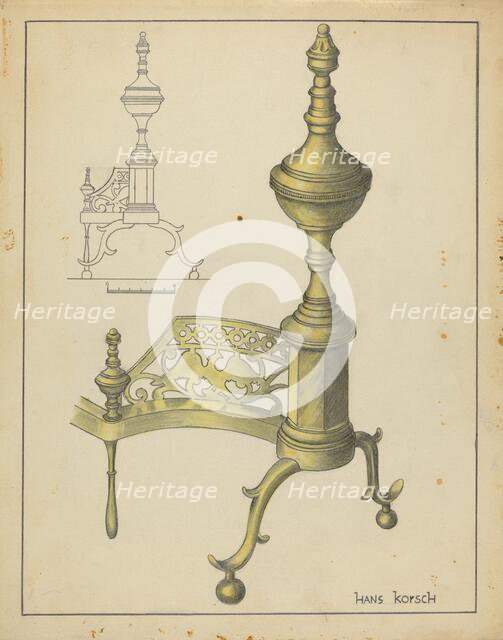 Andiron, c. 1953. Creator: Hans Korsch.