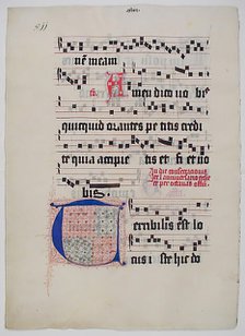Manuscript Leaf with Initial T, from a Gradual, German, second quarter 15th century. Creator: Unknown.