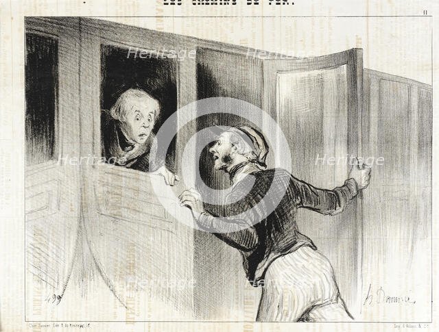 Le Danger de s'Assoupir en Voyage, 1843. Creator: Honore Daumier.