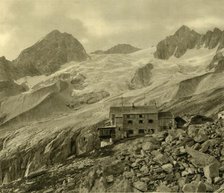 The Plauener Hütte and glacier, Zillergrund, Tyrol, Austria, c1935.  Creator: Unknown.