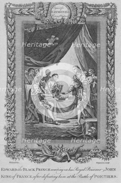 'Edward the Black Prince waiting on his Royal Prisoner John, King of France', c1787. Artist: Unknown.