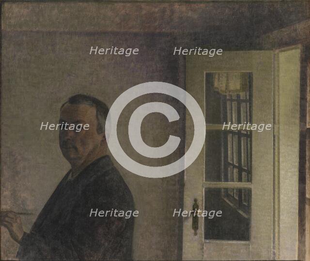 Self-Portrait. The Cottage Spurveskjul at Sorgenfri, North of Copenhagen, 1911. Creator: Vilhelm Hammershøi.