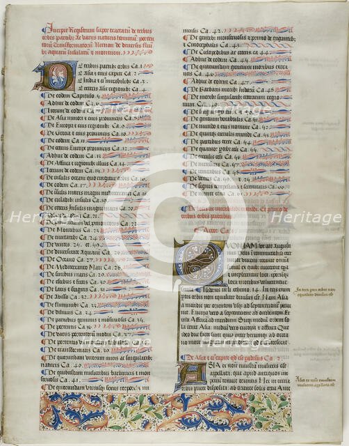 Folio One from Burchard of Sion's De locis ac mirabilibus mundi, or an Illuminated Geog..., c. 1460. Creator: Burchard of Mount Sion.