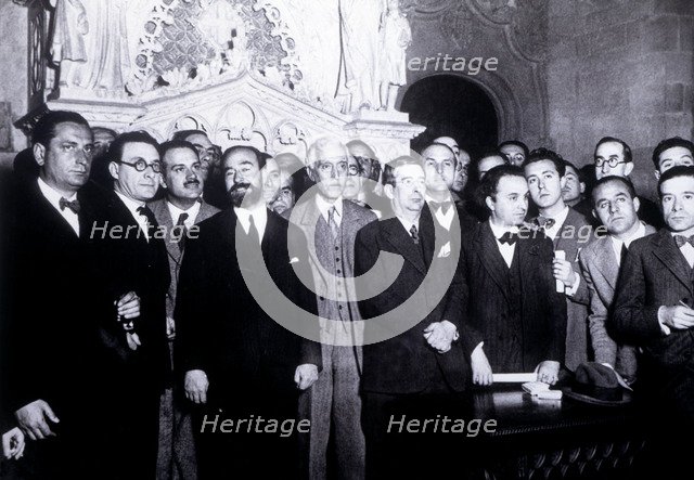 Palace of the Generalitat, Presidential Room, arrival to Madrid of the ministers of the Provision…