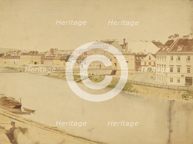 Bridge over the Danube, about 1850-1860. Creator: Unknown.