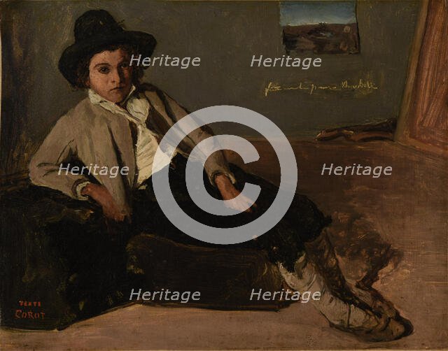 Seated Italian boy, 1825-1826. Creator: Corot, Jean-Baptiste Camille (1796-1875).