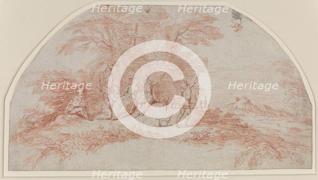 A Fête Galante with Falconers, c. 1711-1712. Creator: Jean-Antoine Watteau.