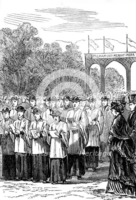 Laying the foundation-stone of St. Paul's College, Knutsford - procession of choristers, 1873. Creator: Unknown.